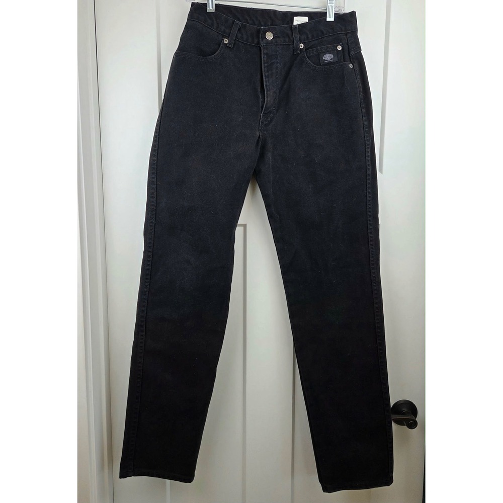 Harley Davidson Womens Black Classic‎ Straight Leg Jeans 10 Long 100% Cotton USA